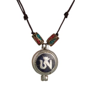 Buddhistische Halskette Ghau-Anhänger - Ethno-Schmuck blau