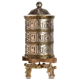 Tischgebetsmühle 35 cm silbern